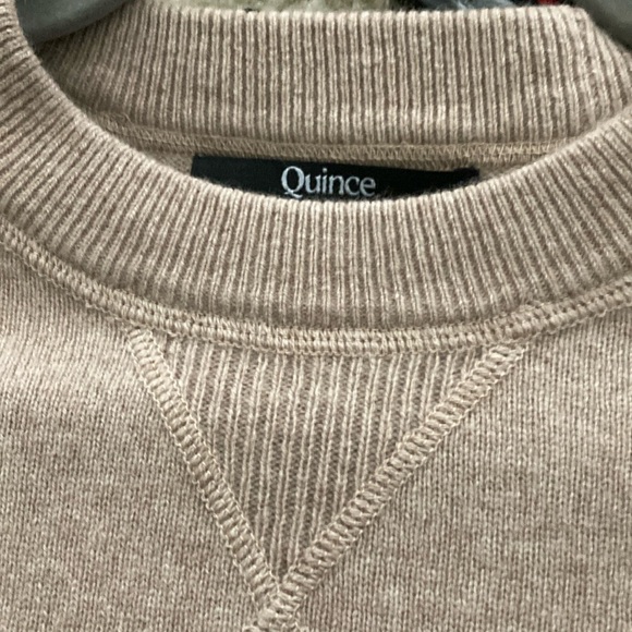 Quince Mongolian Shrunken Cashmere Sweatshirt Oatmeal XS - Picture 4 of 5